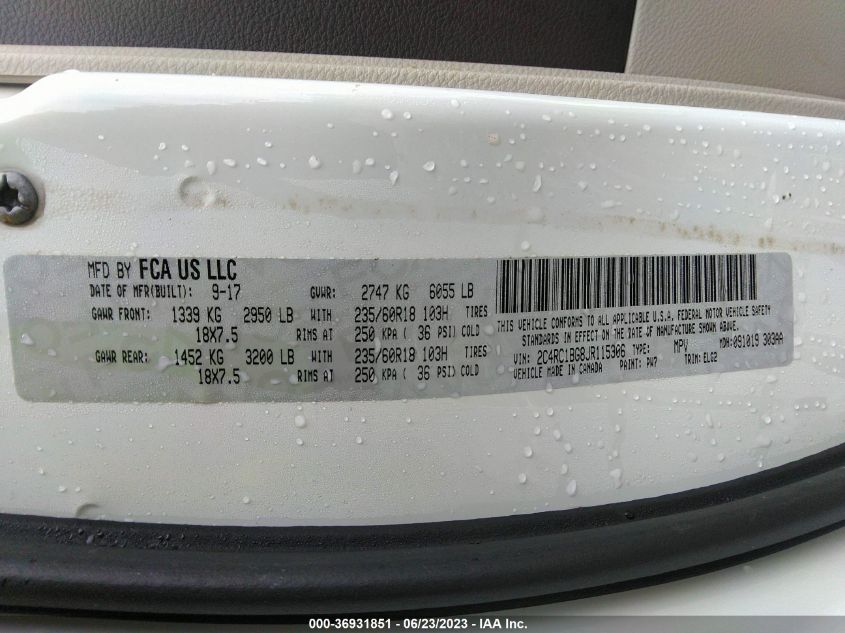 2018 CHRYSLER PACIFICA TOURING L - 2C4RC1BG8JR115306
