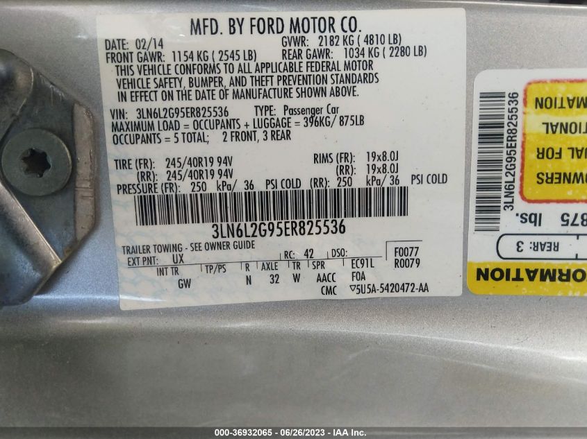 2014 LINCOLN MKZ - 3LN6L2G95ER825536