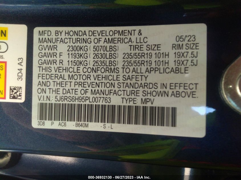 2023 HONDA CR-V HYBRID SPORT TOURING - 5J6RS6H95PL007763
