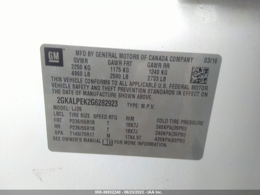2016 GMC TERRAIN SLT - 2GKALPEK2G6282923