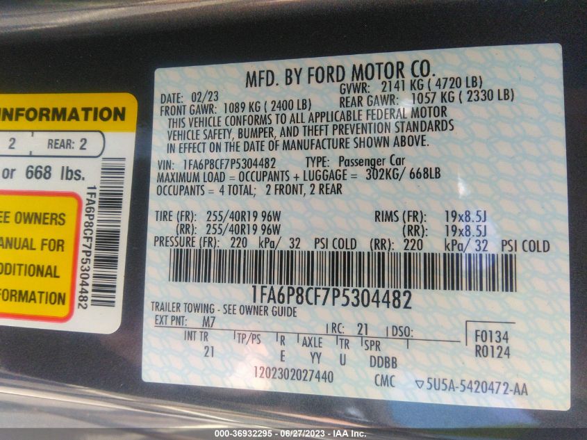 2023 FORD MUSTANG GT - 1FA6P8CF7P5304482