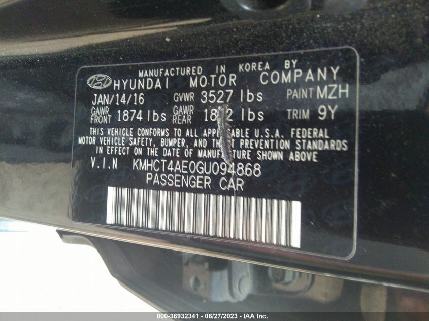 2016 HYUNDAI ACCENT SE - KMHCT4AE0GU094868
