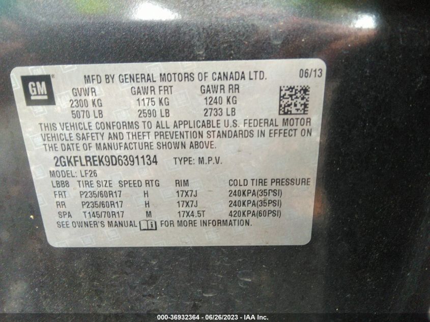 2013 GMC TERRAIN SLE - 2GKFLREK9D6391134