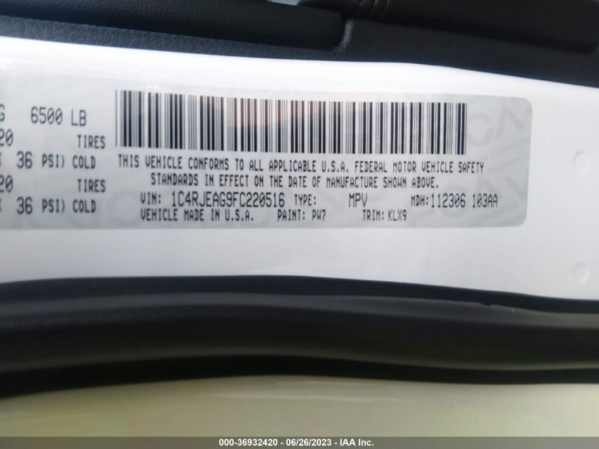 2015 JEEP GRAND CHEROKEE LAREDO - 1C4RJEAG9FC220516