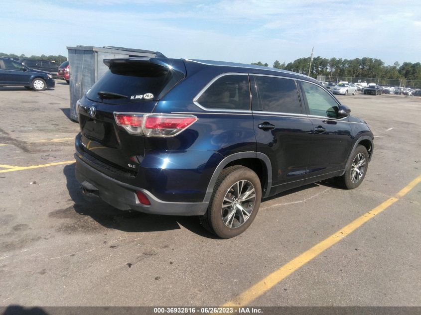 2016 TOYOTA HIGHLANDER XLE - 5TDKKRFH1GS175563