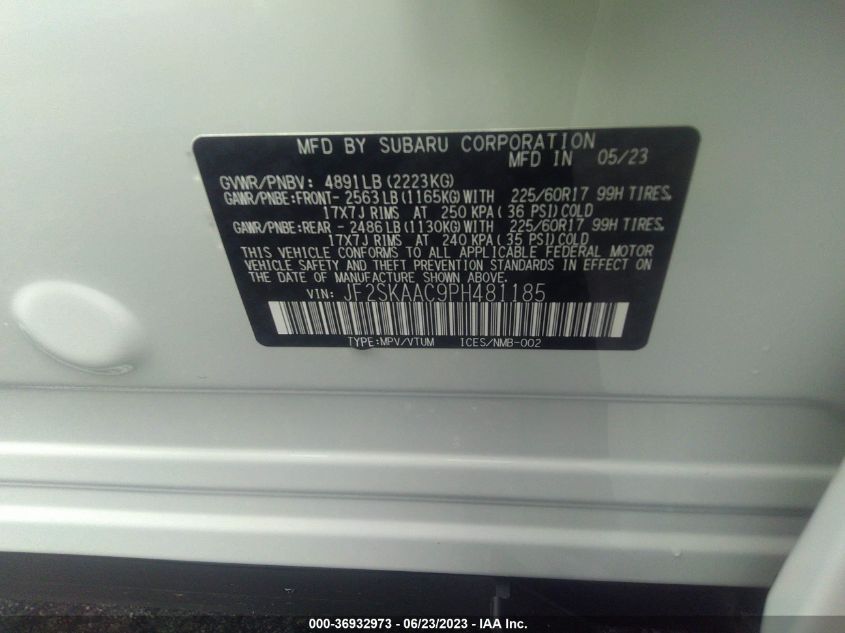2023 SUBARU FORESTER - JF2SKAAC9PH481185