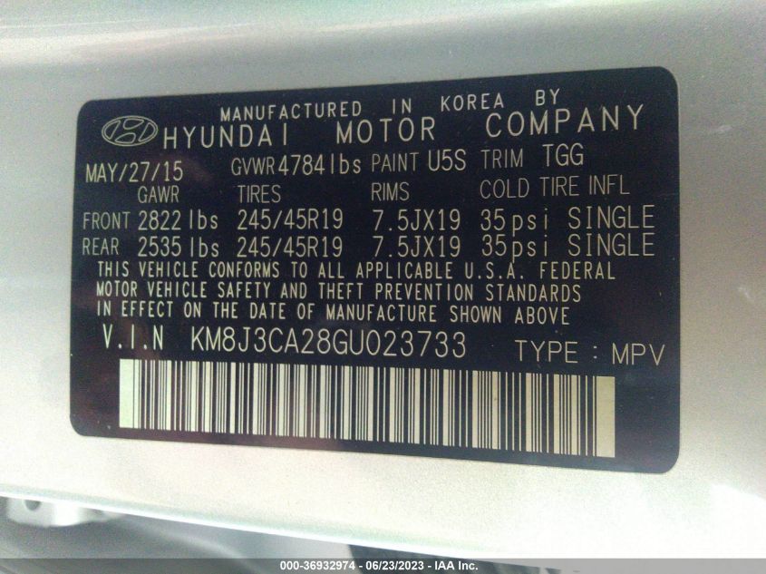 2016 HYUNDAI TUCSON SPORT - KM8J3CA28GU023733