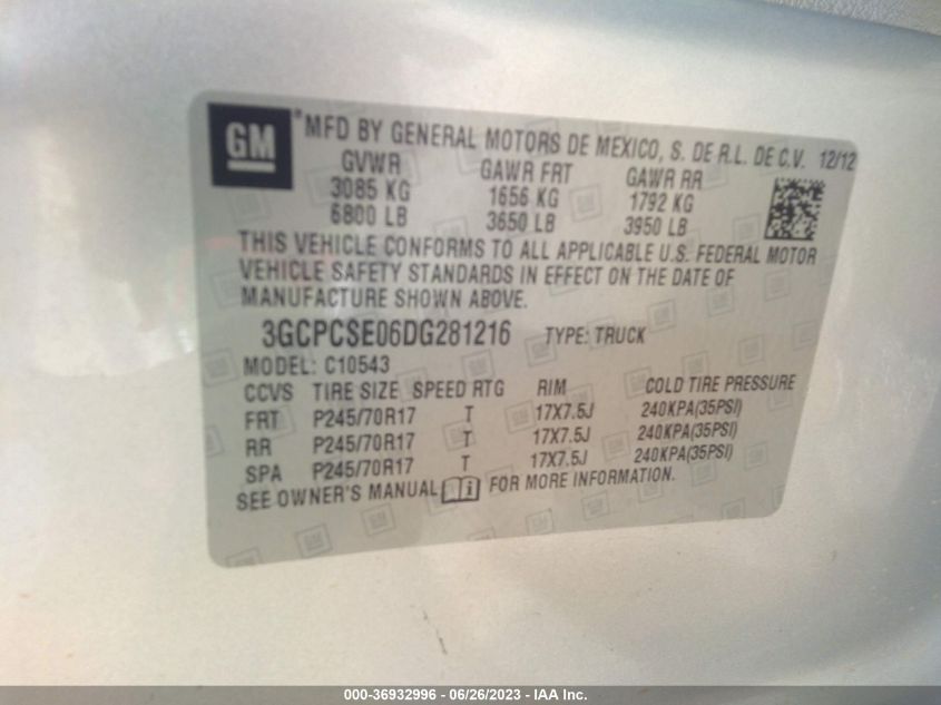 2013 CHEVROLET SILVERADO 1500 LT - 3GCPCSE06DG281216