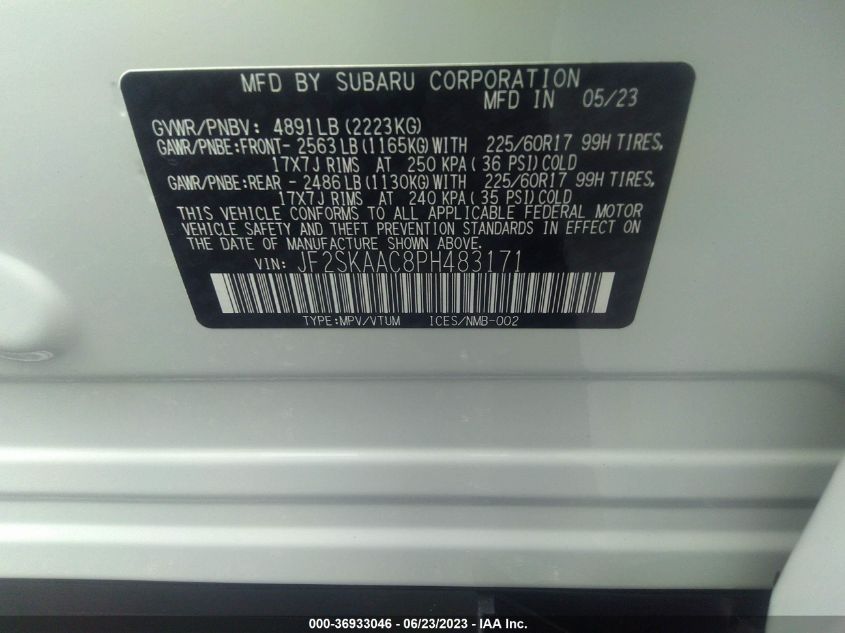 2023 SUBARU FORESTER - JF2SKAAC8PH483171