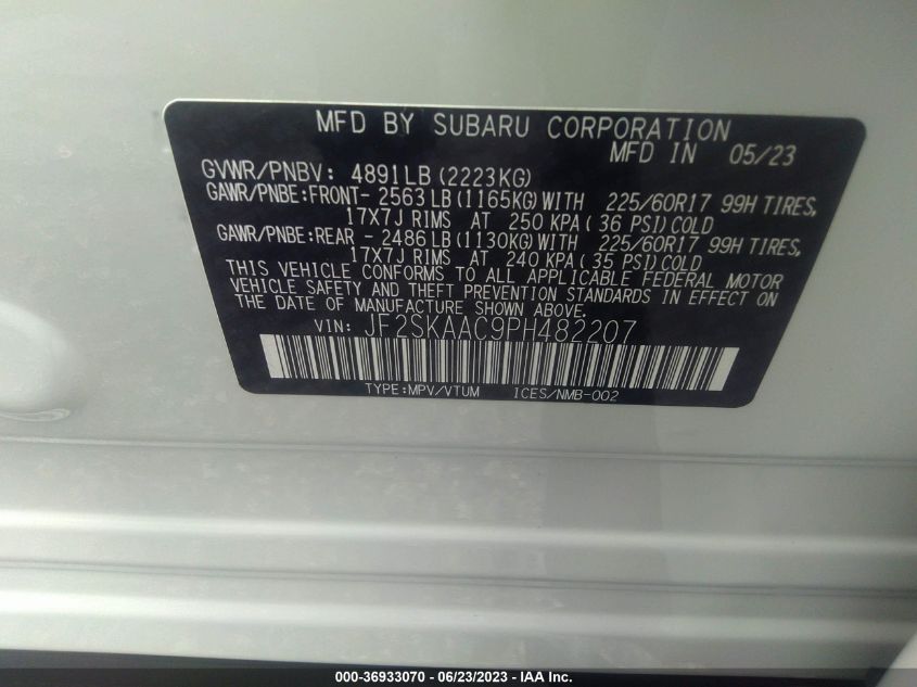 2023 SUBARU FORESTER - JF2SKAAC9PH482207