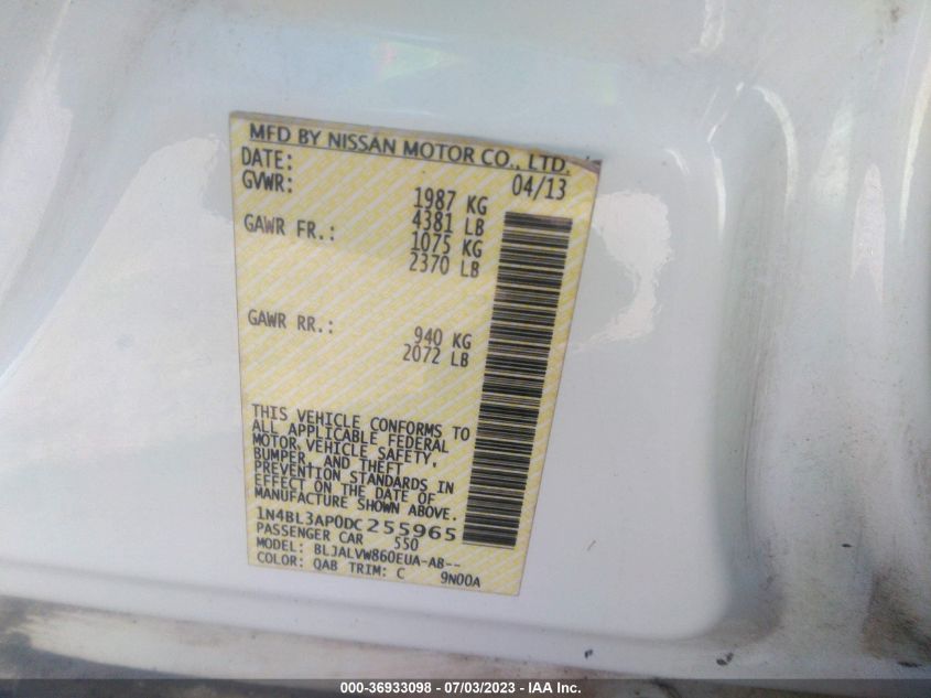 2013 NISSAN ALTIMA 3.5 SL - 1N4BL3AP0DC255965