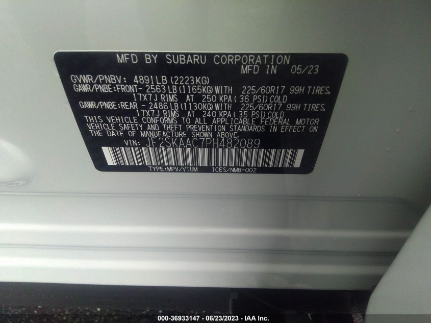 2023 SUBARU FORESTER - JF2SKAAC7PH482089