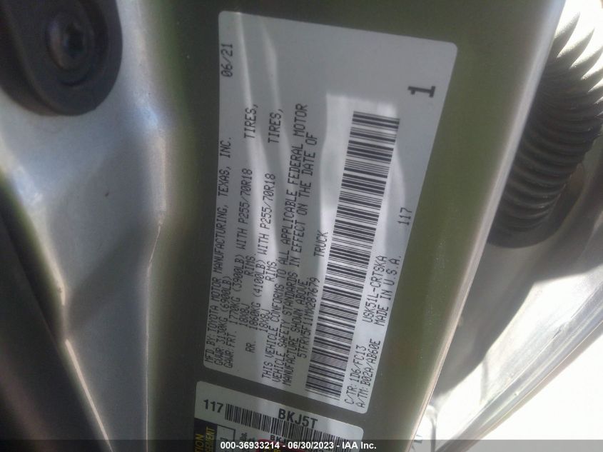 2021 TOYOTA TUNDRA 2WD SR/SR5 - 5TFRY5F11MX287679