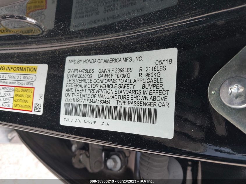 2018 HONDA ACCORD SEDAN SPORT 1.5T - 1HGCV1F34JA183454