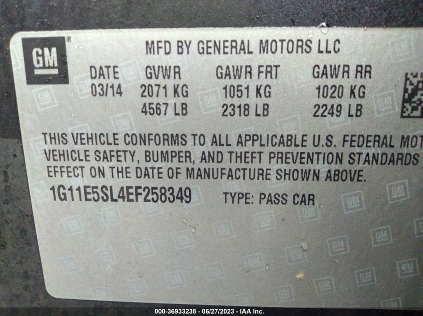 2014 CHEVROLET MALIBU LT - 1G11E5SL4EF258349