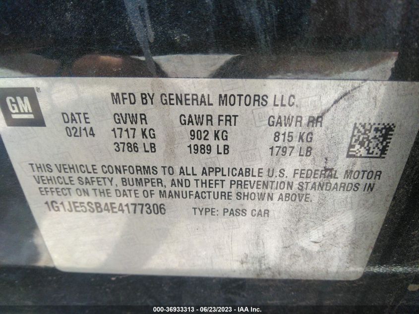 2014 CHEVROLET SONIC LTZ - 1G1JE5SB4E4177306