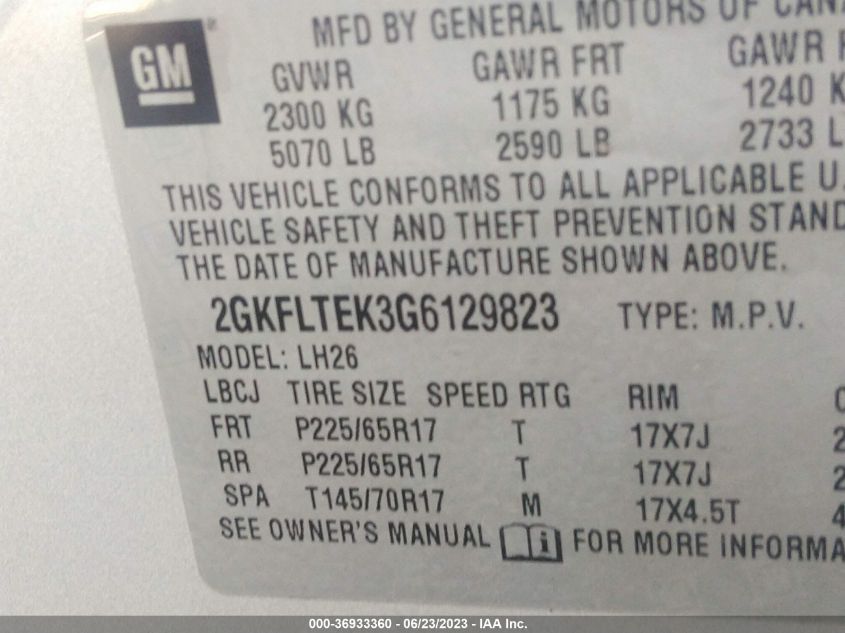 2016 GMC TERRAIN SLE - 2GKFLTEK3G6129823