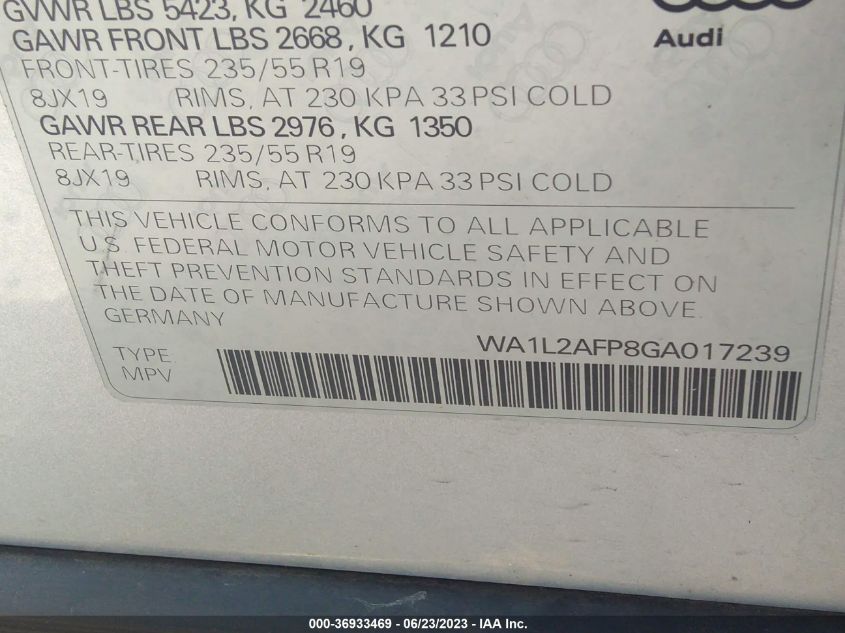 WA1L2AFP8GA017239 2016 AUDI Q5, photo no. 9