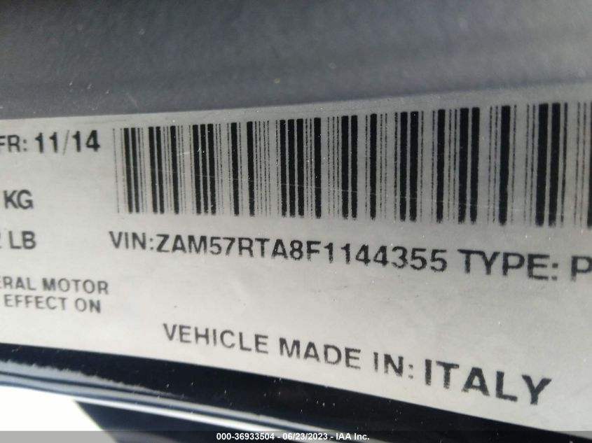 2015 MASERATI GHIBLI S Q4 ZAM57RTA8F1144355