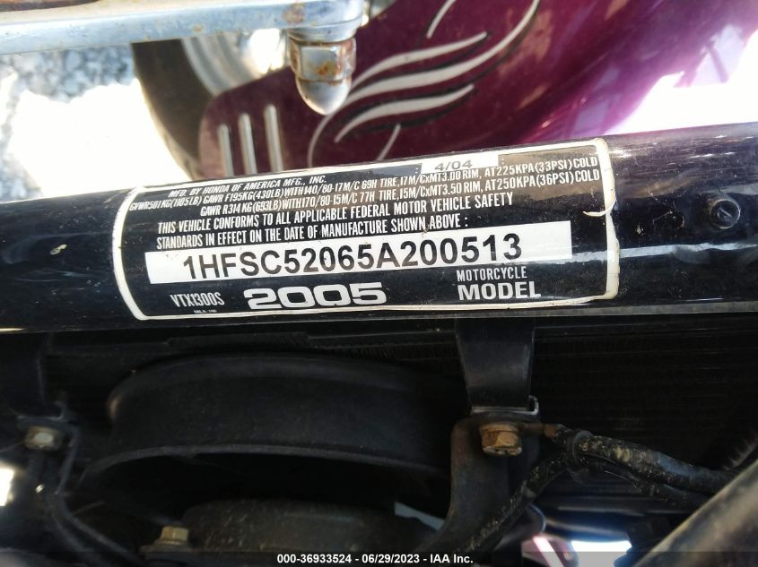 2005 HONDA VT1300 S 1HFSC52065A200513