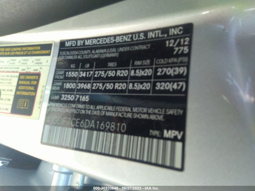 2013 MERCEDES-BENZ GL-CLASS GL 450 4JGDF7CE6DA169810