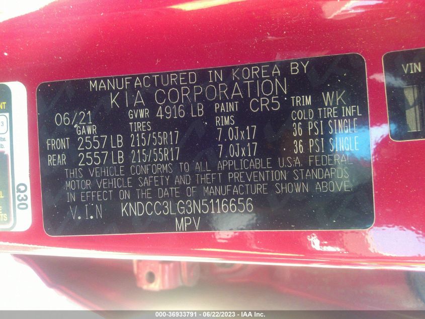 2022 KIA NIRO EV EX - KNDCC3LG3N5116656