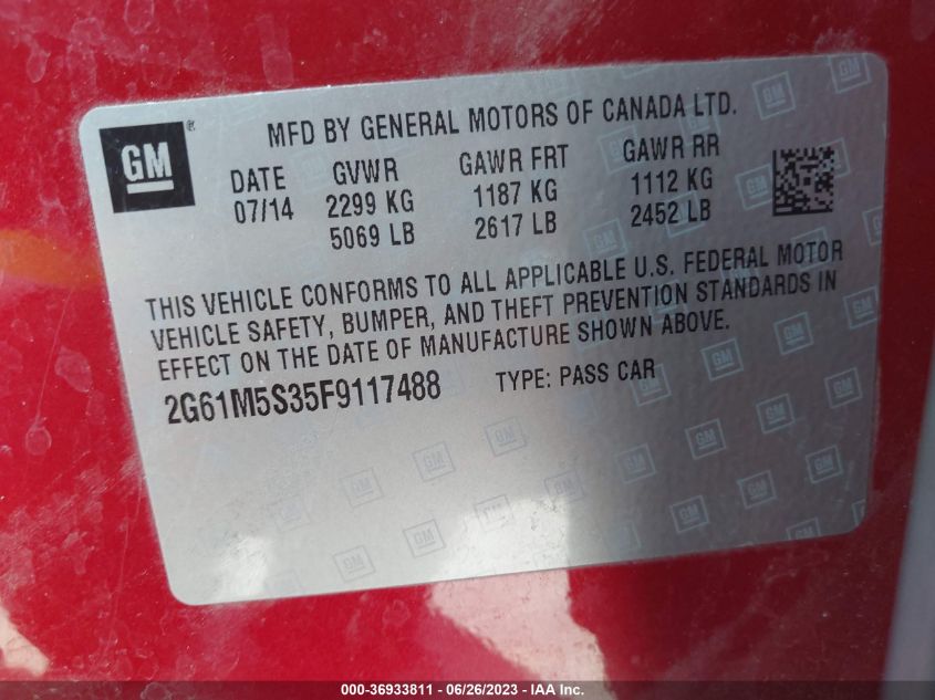 2015 CADILLAC XTS LUXURY - 2G61M5S35F9117488
