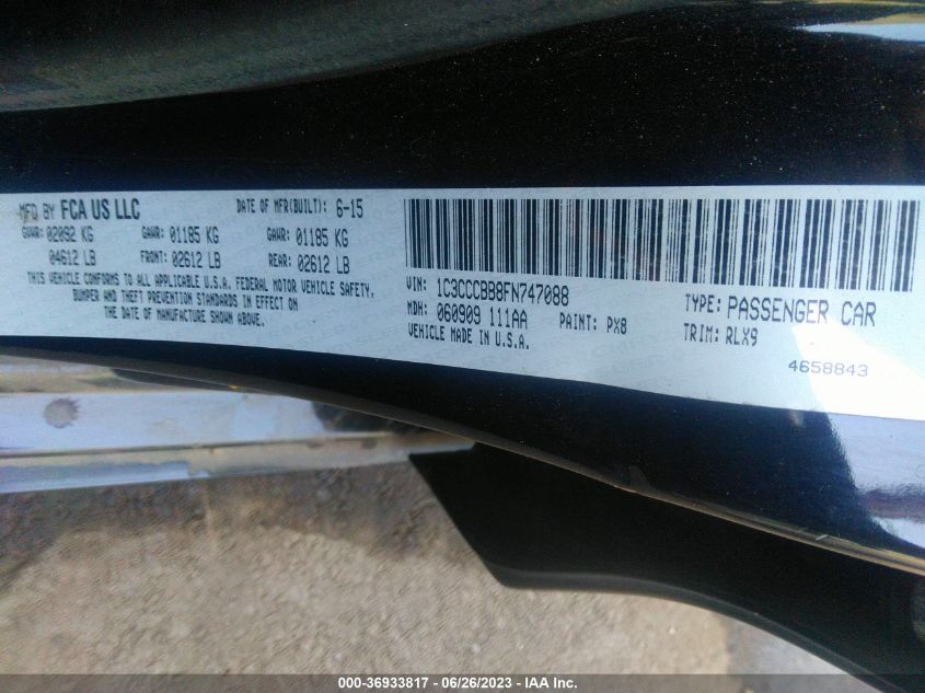 2015 CHRYSLER 200 S - 1C3CCCBB8FN747088