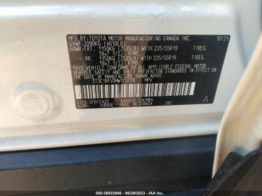 2021 TOYOTA RAV4 XLE PREMIUM - 2T3C1RFV0MW173729