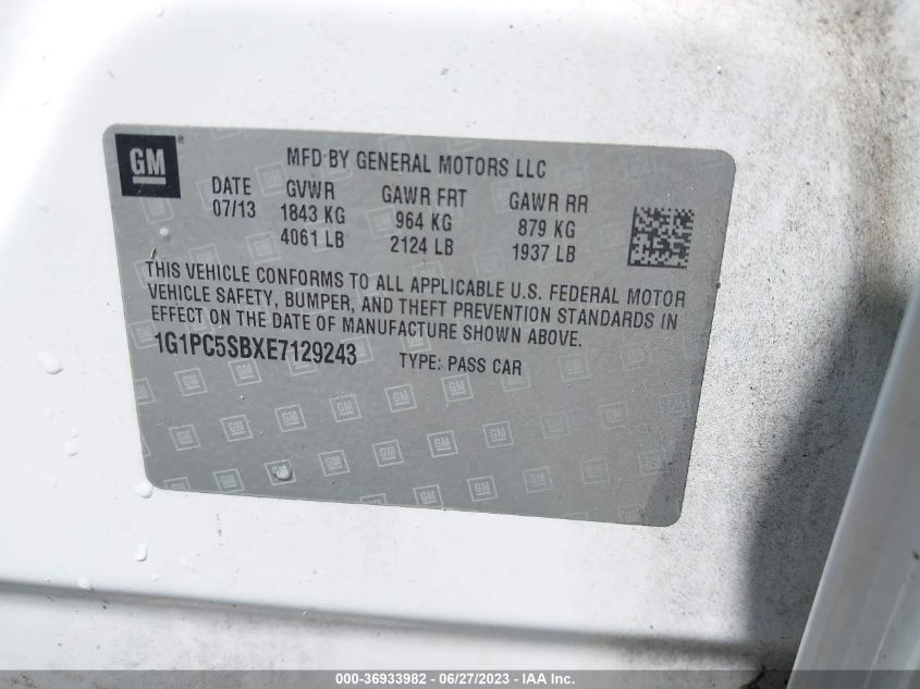 2014 CHEVROLET CRUZE 1LT - 1G1PC5SBXE7129243