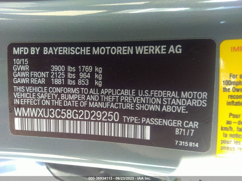 2016 MINI COOPER HARDTOP 4 DOOR S WMWXU3C58G2D29250