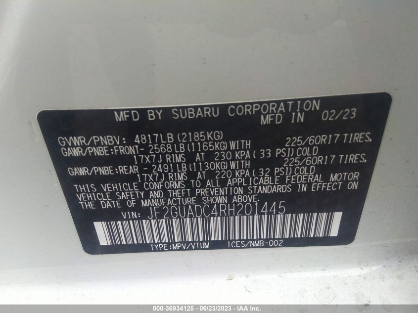 2024 SUBARU CROSSTREK PREMIUM - JF2GUADC4RH201445