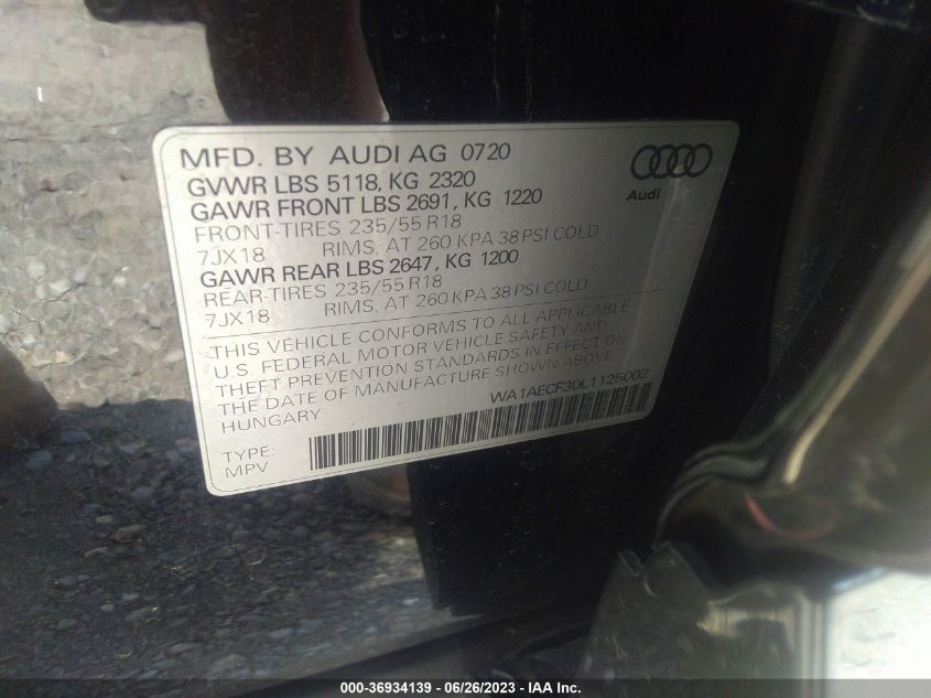 WA1AECF30L1125002 Audi Q3 PREMIUM 9