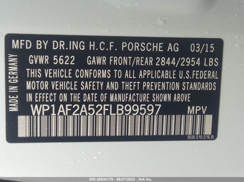 2015 PORSCHE MACAN TURBO - WP1AF2A52FLB99597