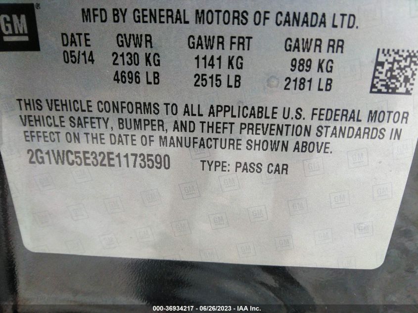 2014 CHEVROLET IMPALA LIMITED LTZ - 2G1WC5E32E1173590