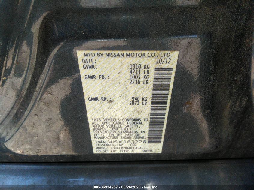 2013 NISSAN ALTIMA 2.5 S - 1N4AL3AP5DC163228