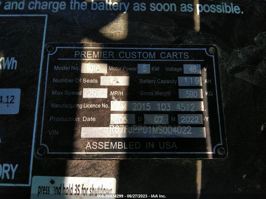 2022 POLARIS GENERAL 1000 EPS GENERAL R67FJPP01MS004022