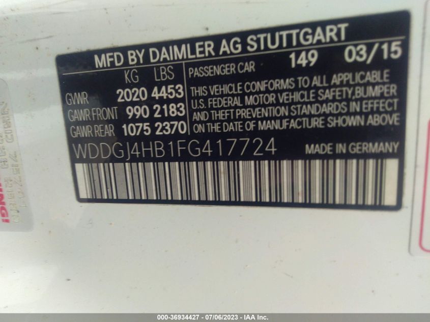 2015 MERCEDES-BENZ C-CLASS C 250 - WDDGJ4HB1FG417724