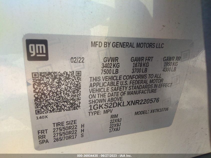 2022 GMC YUKON DENALI - 1GKS2DKLXNR220576