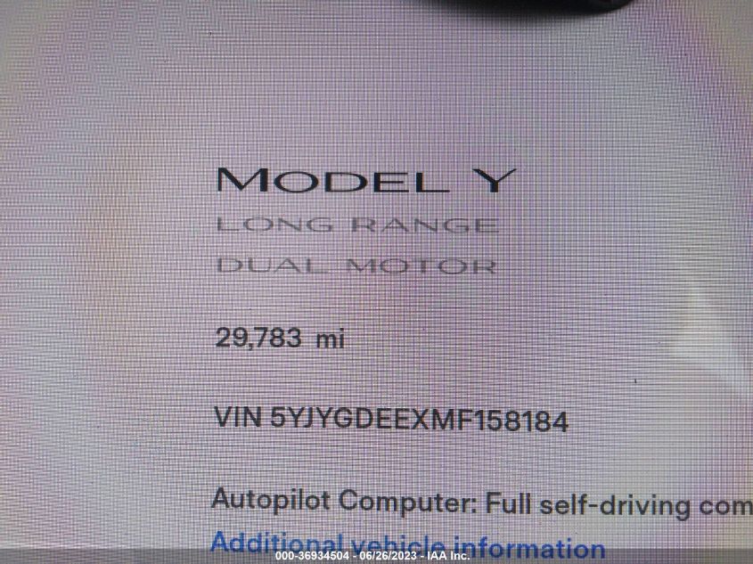 2021 TESLA MODEL Y - 5YJYGDEEXMF158184