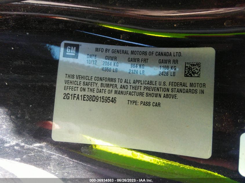 2013 CHEVROLET CAMARO LS - 2G1FA1E38D9159546