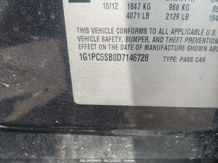 2013 CHEVROLET CRUZE 1LT - 1G1PC5SB0D7146728