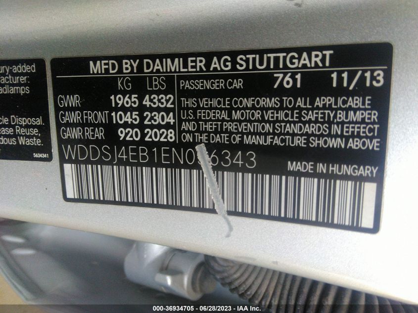 2014 MERCEDES-BENZ CLA-CLASS CLA 250 - WDDSJ4EB1EN056343