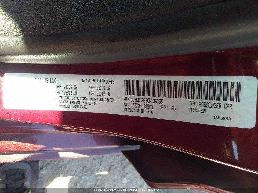 2016 CHRYSLER 200 LIMITED - 1C3CCCAB3GN136355