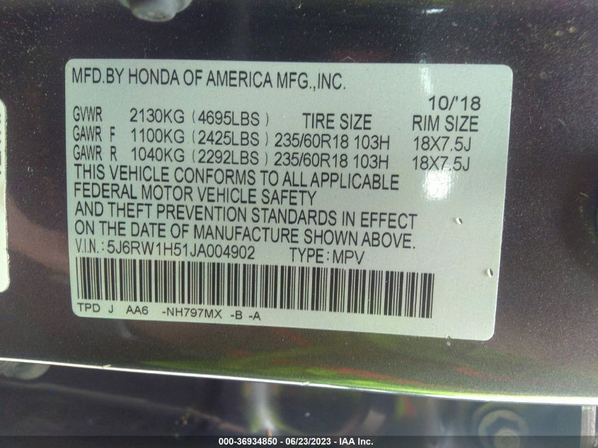 2018 HONDA CR-V EX - 5J6RW1H51JA004902