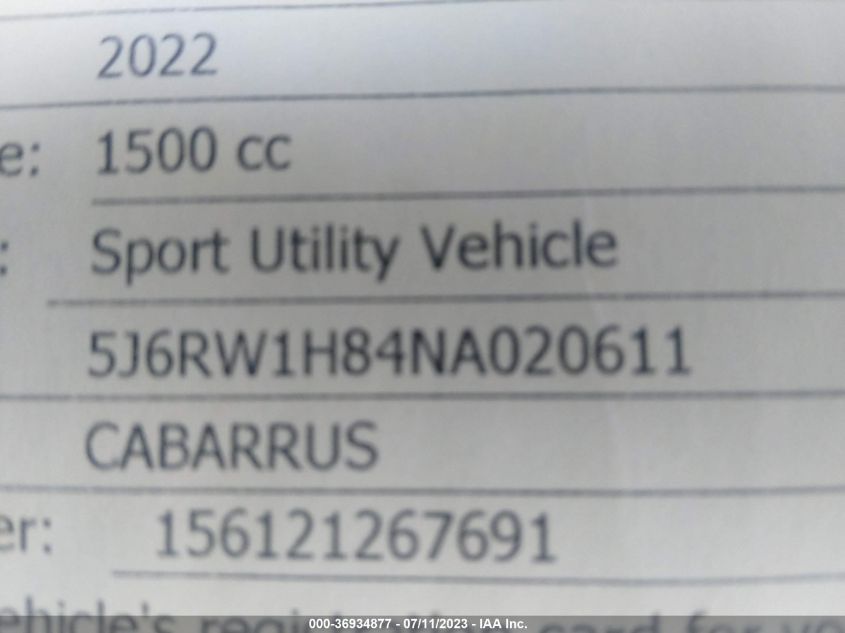 2022 HONDA CR-V EX-L - 5J6RW1H84NA020611