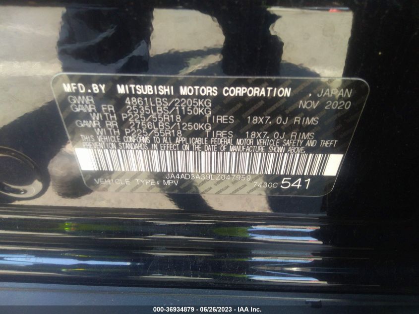 2020 MITSUBISHI OUTLANDER SE/SEL/LE/SP - JA4AD3A39LZ047959