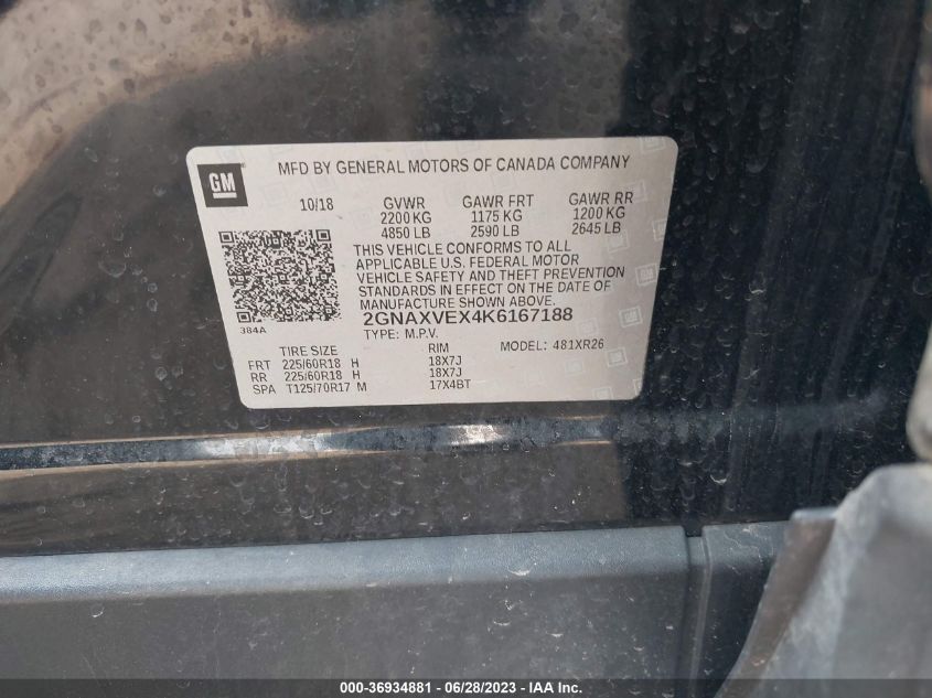 2019 CHEVROLET EQUINOX LT - 2GNAXVEX4K6167188