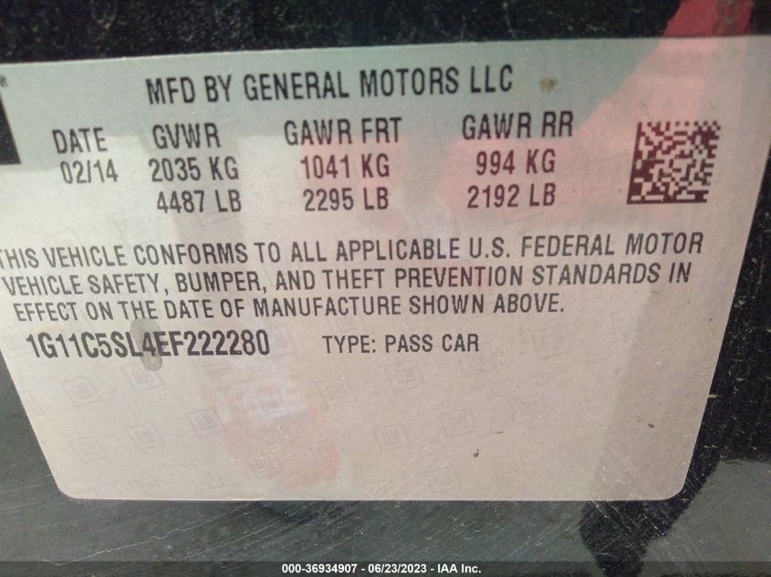 2014 CHEVROLET MALIBU LT - 1G11C5SL4EF222280