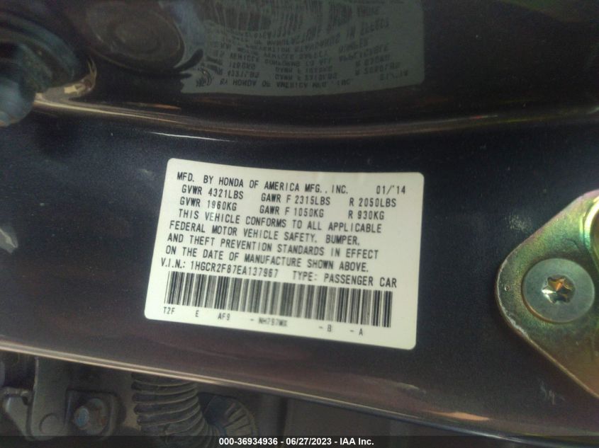 2014 HONDA ACCORD EX-L - 1HGCR2F87EA137967